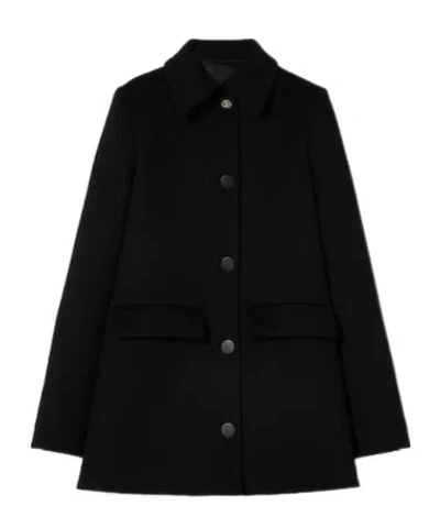 Gucci Wool Coat With Horsebit Buttons In Black