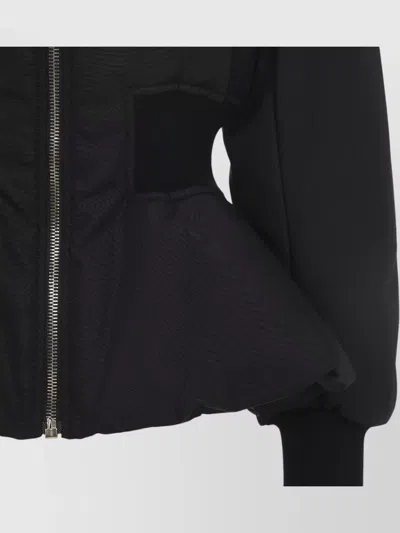 Alaïa Peplum Bomber Jacket Padded Ribbed Cuffs In Black