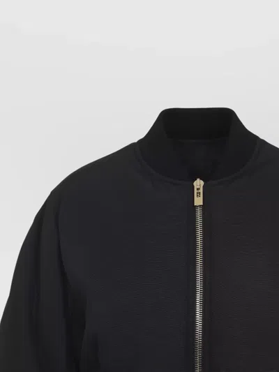 Alaïa Peplum Bomber Jacket Padded Ribbed Cuffs In Black