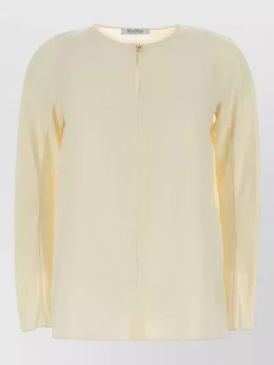 Max Mara Stretch Silk Mitico Blouse Button Detail In Yellow