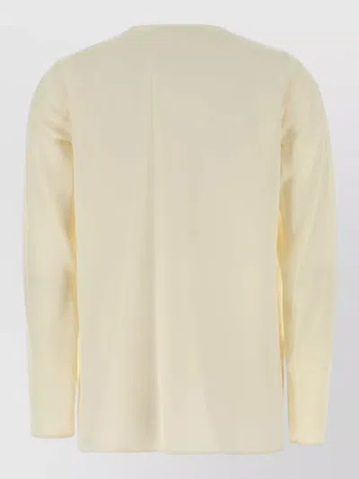Max Mara Stretch Silk Mitico Blouse Button Detail In Yellow