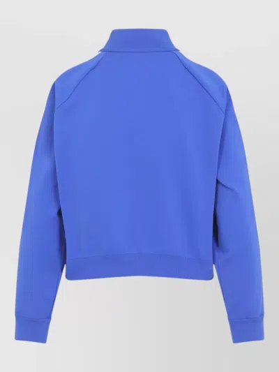 Miu Miu High Collar Cardigan Long Sleeves Stripes In Blue
