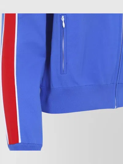 Miu Miu High Collar Cardigan Long Sleeves Stripes In Blue