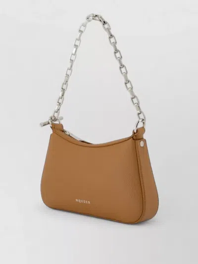 Alexander Mcqueen T Bar Mini Leather Shoulder Chain Bag In Brown