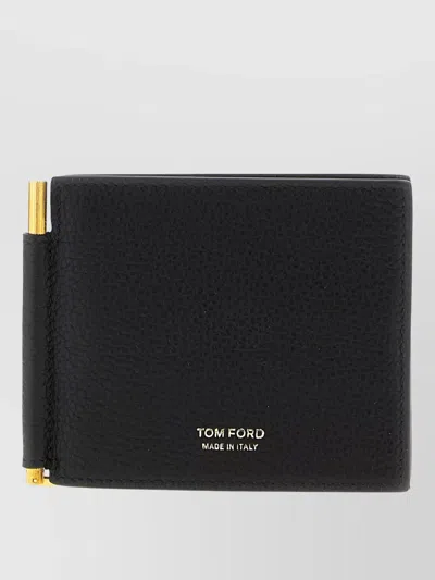Tom Ford Textured Leather Card Holder Bi Fold In Black