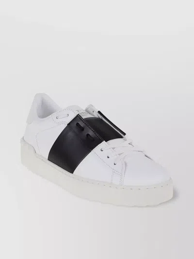 Valentino Garavani Valentino Calfskin Sneakers With Contrasting Bands And Rubber Studs In White