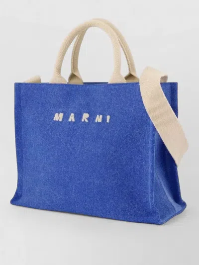 Marni Small Cotton Crossbody Bag Dual Carry In Blue