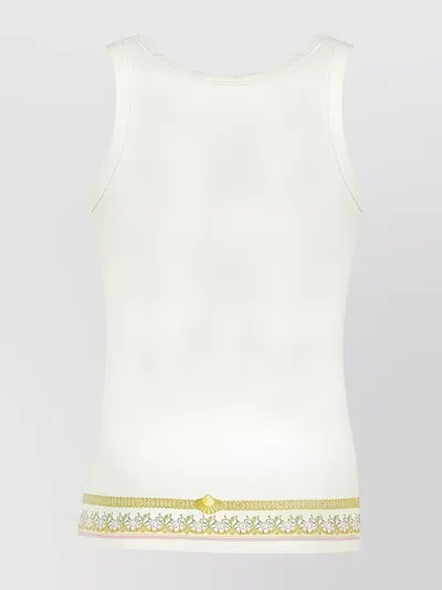 Versace Underwater Graphic Print Cotton Top In Yellow