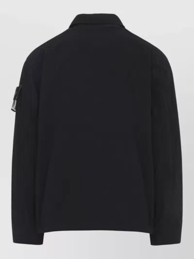 Stone Island Jacket Arm Patch Collared Design Front Pockets In Black