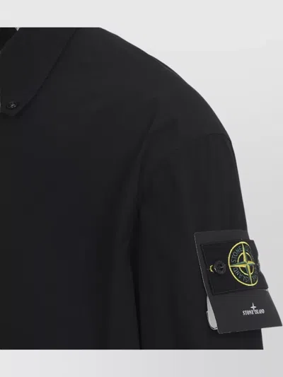 Stone Island Jacket Arm Patch Collared Design Front Pockets In Black