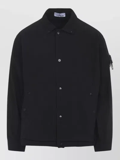 Stone Island Jacket Arm Patch Collared Design Front Pockets In Black