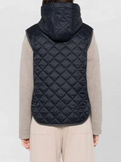 Brunello Cucinelli Hooded Nylon Down Gilet Front Pockets In Black