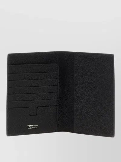 Tom Ford Textured Leather Passport Travel Card Holder In Black