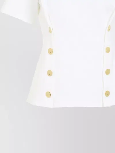 Elisabetta Franchi Crewneck T-shirt With Decorative-buttons In White