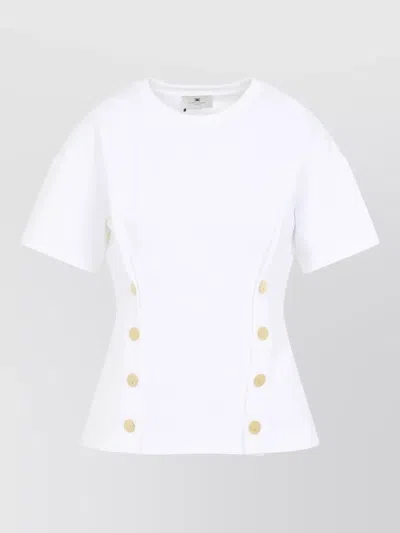 Elisabetta Franchi Crewneck T-shirt With Decorative-buttons In White
