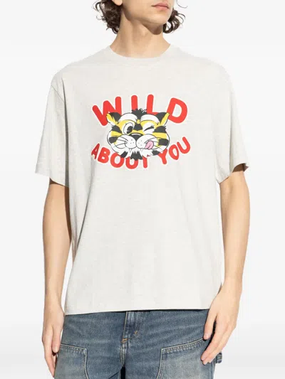Kenzo Tiger Graphic Crew Neck Short Sleeve T Shirt In Gray