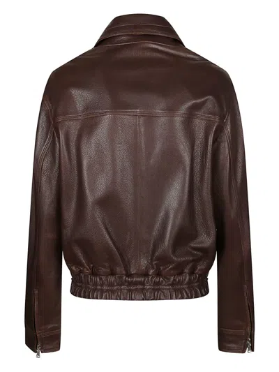 Nour Hammour Clint Zipped-up Jacket In Brown