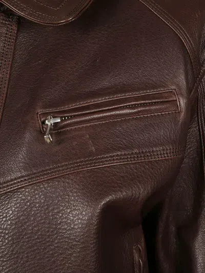 Nour Hammour Clint Zipped-up Jacket In Brown