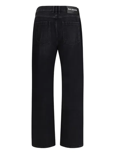 Balmain Men Loose-fit Denim Jeans In Black
