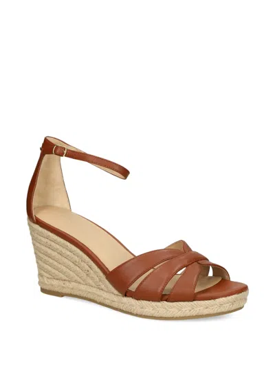 Ralph Lauren Crisscross-strap Wedge Sandals In Brown