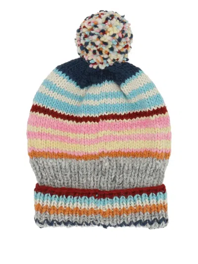 Chamula Striped Pom-pom Beanie In Multi
