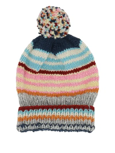 Chamula Striped Pom-pom Beanie In Multi