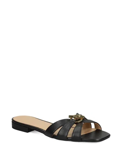 Ralph Lauren Buckle-strap Leather Sandals In Black
