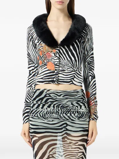 Blumarine Zebra-pattern Cardigan In White