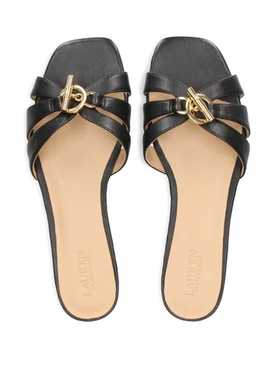 Ralph Lauren Buckle-strap Leather Sandals In Black