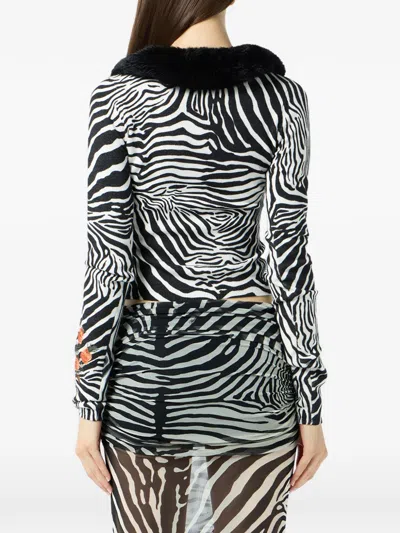 Blumarine Zebra-pattern Cardigan In White
