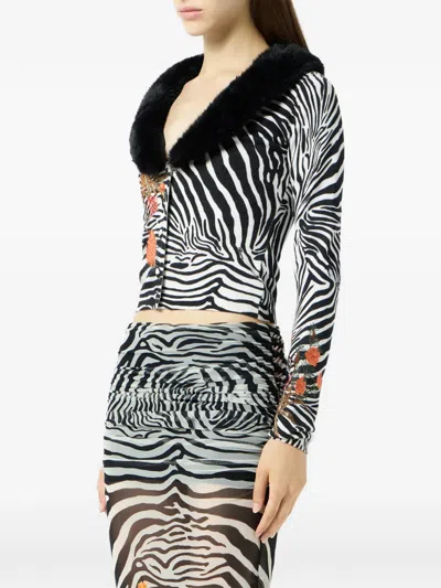 Blumarine Zebra-pattern Cardigan In White