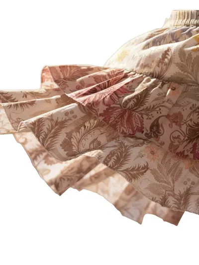 Zimmermann Tiered Floral Skirt In Brown