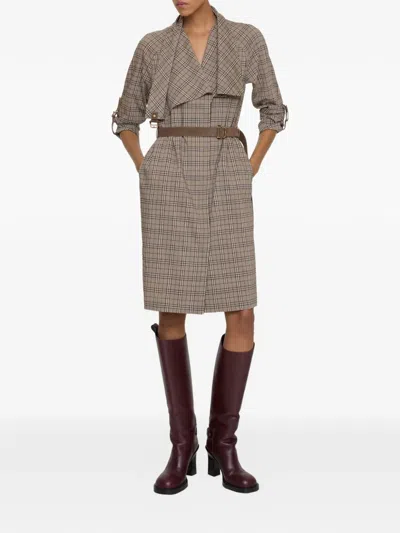 Burberry Scarf-collar Checked Mini Dress In Multi