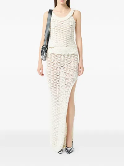 Blumarine Side-split Maxi Skirt In Neutral