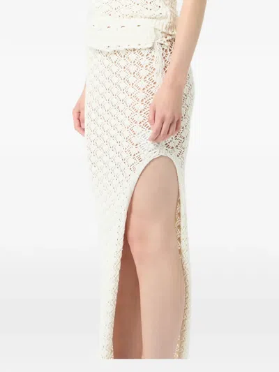 Blumarine Side-split Maxi Skirt In Neutral