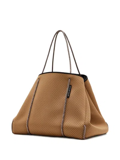 State Of Escape Perforated Shoulder Tote Bag In Brown