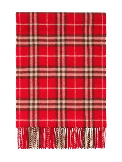 Burberry Checked Scarf In Red