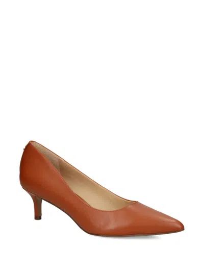 Ralph Lauren Pointed Leather Pumps In Brown