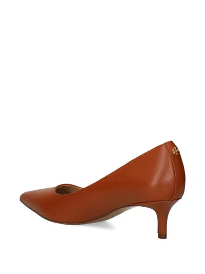Ralph Lauren Pointed Leather Pumps In Brown