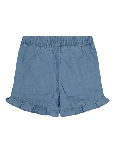 Stella Mccartney Ladybug-embroidered Ruffled Shorts In Blue
