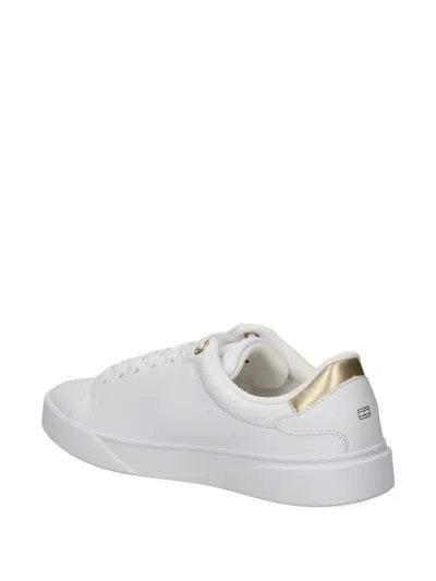Tommy Hilfiger Logo-detail Leather Sneakers In White