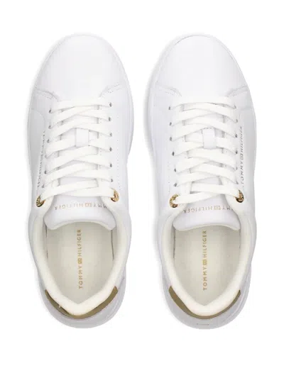 Tommy Hilfiger Logo-detail Leather Sneakers In White