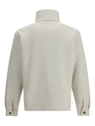 Tom Ford Cotton Sweatshirt With A Partial Front Button Closure In Gray