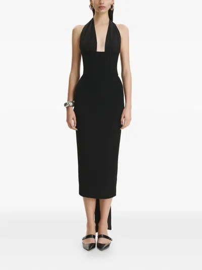 Vestiaire D'un Oiseau Libre Dynamic Midi Dress In Black