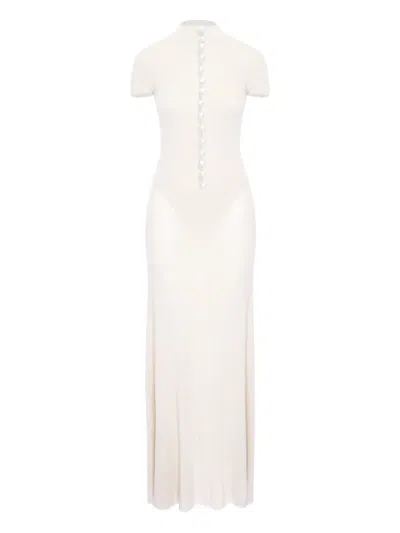 Manurí Mia Button-detail Maxi Dress In Neutral