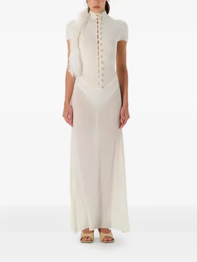 Manurí Mia Button-detail Maxi Dress In Neutral