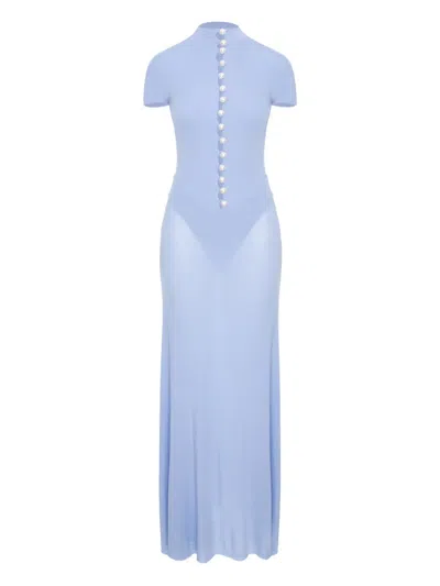 Manurí Pearl-embellished Maxi Dress In Blue