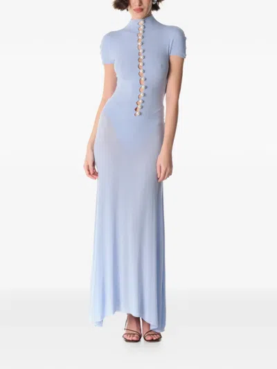 Manurí Pearl-embellished Maxi Dress In Blue