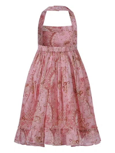 Zimmermann Halterneck Ruffled Dress In Pink