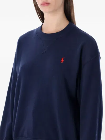 Polo Ralph Lauren Polo Ralph Lauren Cotton Fleece Crewneck Sweatshirt In Blue